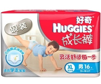 <em>Huggies好奇银装成长裤</em>男<em>XL16片</em>(适合13-18公
